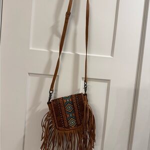 Montana West Brown and Blue Fringe Crossbody Bag